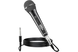 talomen Wired Microphone for Singing, Metal Female, ON/Off Switch, Professional Vocal Dynamic Mic with 20ft & 6.5ft XLR Audio Cable, Cardioid Studio Microfono for Podcasting and Recording, Black-L52
