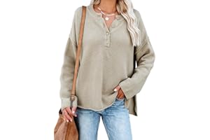 SHEWIN Women's Waffle Knit Long Sleeve V Neck Oversized Sweaters for Women Trendy 2023