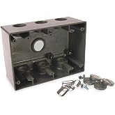 BELL 3-Gang Weatherproof Deep Box, Seven 3/4 in. Threaded Outlets, Gray | Die-Cast Aluminum, NEMA 3R, UL Listed, CSA Certified, Includes Closure Plugs and Ground Screw, Deep Electrical Junction Box