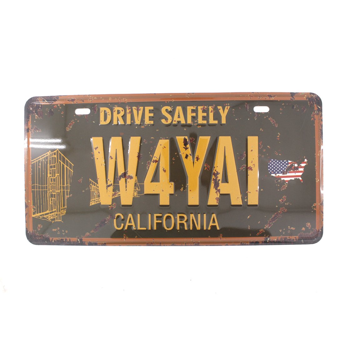 6x12 Inches Vintage Feel Metal Tin Sign Plaque for Home,Bathroom and Bar Wall Decor Car Vehicle License Plate Souvenir (California W4YAI)