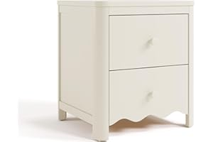 Storkcraft Casablanca 2 Drawer Nightstand (Frosted Oat) - GREENGUARD Gold Certified, Storage for Kids Bedroom, Premium Wood Nightstand with Elegant, Iconic Wave Detailing and Rounded Posts