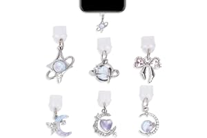 6pcs Dust Plug Charms, Butterfly Star Bow Type C Charging Port Insert Decorating Accessories Charm for Phone & Tablet Decorat