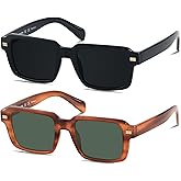 ANDWOOD Retro 70s 80s Square Polarized Sunglasses for Women Men Vintage Rectangle Shades