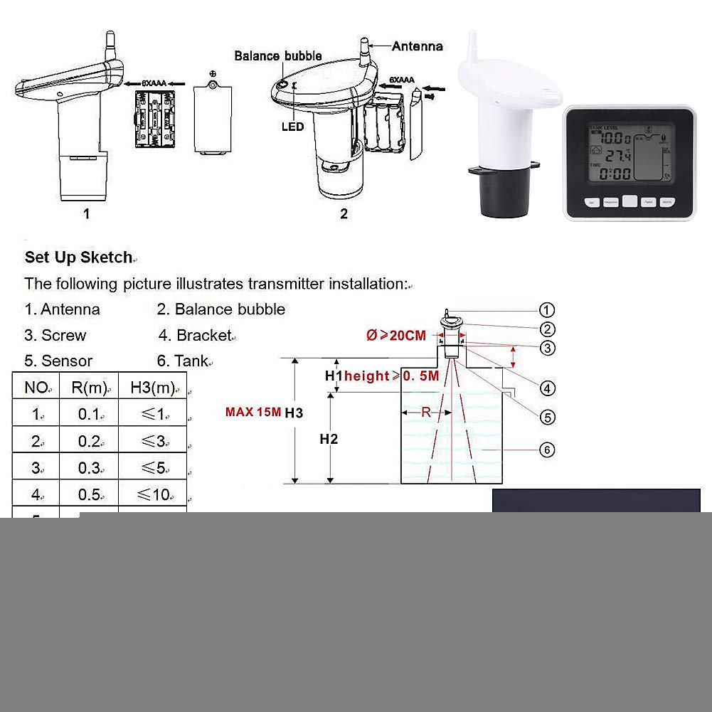 Wireless Tank Level Monitor Water Tank Level Sensor Ultrasonic Water ...