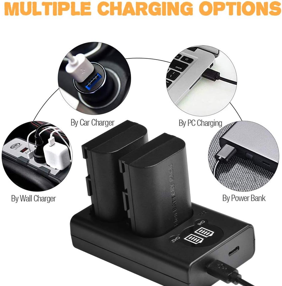 LP-E6 LP-E6N Pickle Power 2 Pcs 2600mAh 7.4V Battery & LED Dual Charger Compatible with Canon EOS 5D Mark II, 5D Mark III, 5D Mark IV, 5DS, 5DS R, 6D, 6D Mark II, 7D, 7D Mark II, 60D, 60DA, 70D, 80D.: Electronics