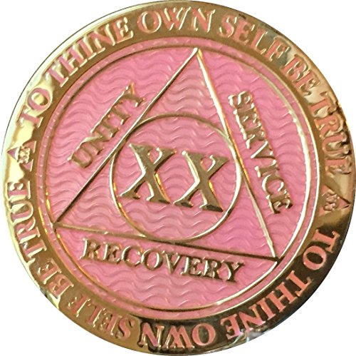 Recoverychip 20 Year AA Medallion Reflex Pink Gold Plated Chip