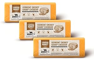 DELI DIRECT Farmers Market, Gluten Free, Keto, Paleo, Low Sodium, Zero Sugar, Wisconsin Cheese Gift Sets, 3-Pack, Vermont Smokey Sharp Cheddar