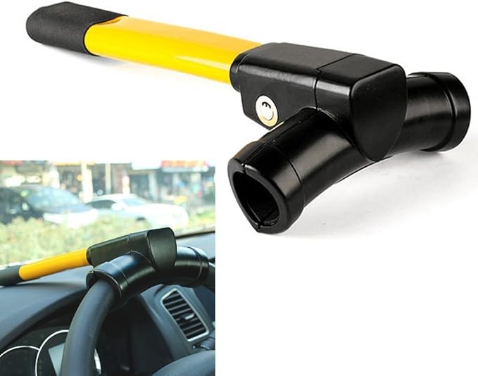 AntiTheft Retractable Car Steering Wheel Lock with Keys Universal Vehicle Security Protection