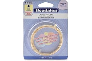 Beadalon German Style Wrapping Wire, Round, Gold Color, 18 Gauge, 4 m / 13 ft