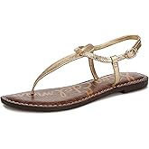 Sam Edelman Women's Gigi Flat Sandal, Amber Gold Leather, 8.5
