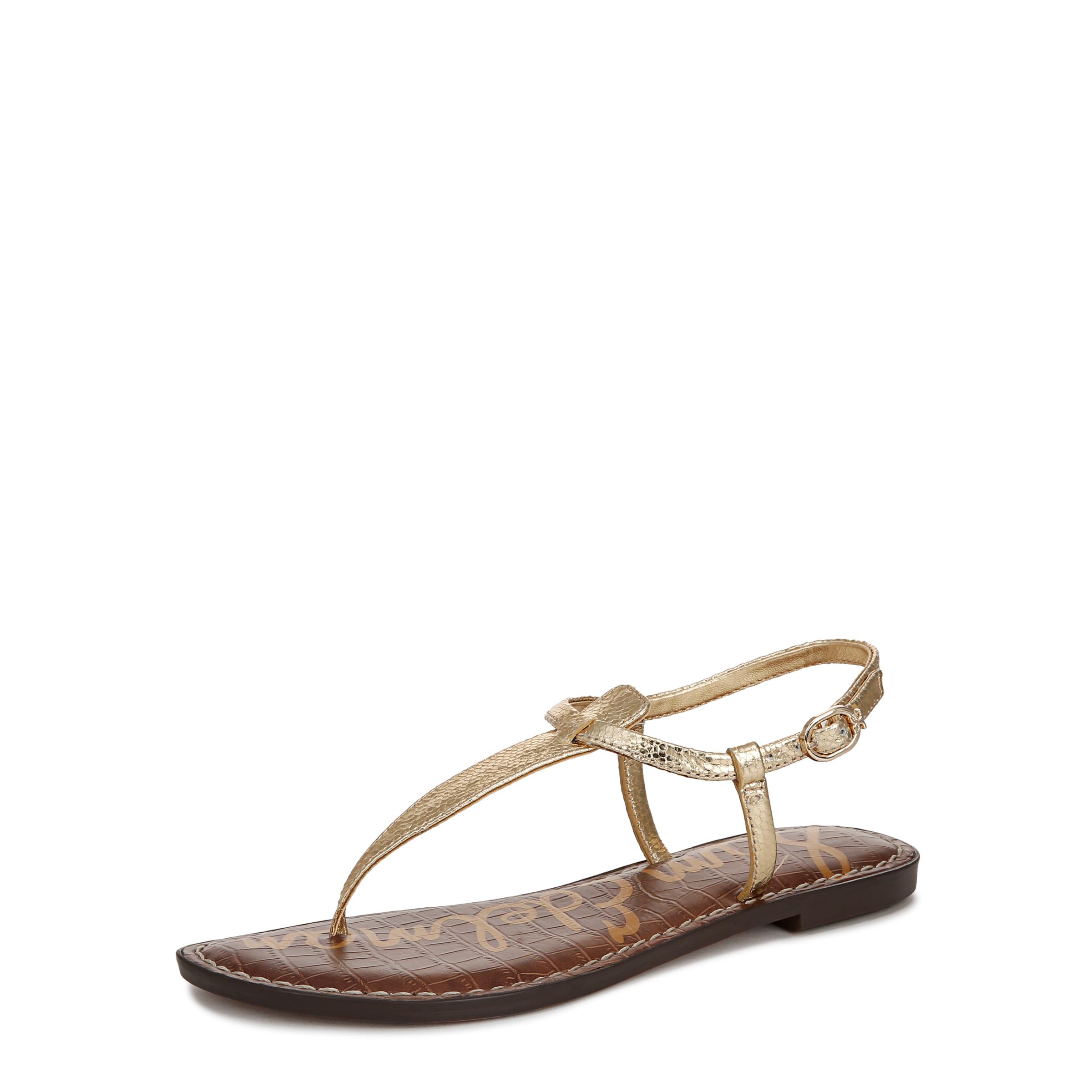 Sam Edelman Women’s Gigi Flat Sandal, Amber Gold, 8.5