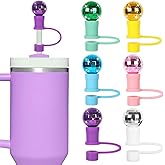 JarThenaAMCS 6-Piece Disco Ball Straw Covers - 0.4 Inch Silicone Reusable Toppers for 30 & 40 OZ Tumbler with Handle