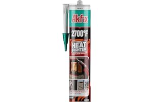 Akfix Heat Fighter Black Fireplace Sealant - 2700 °F (1x10.1 oz.) - Heat Resistant Fireplace Stove Caulk for Chimneys, Ovens, Grills, Wood Stoves | Non-Flammable, Quick-Drying & Paintable Cartridge