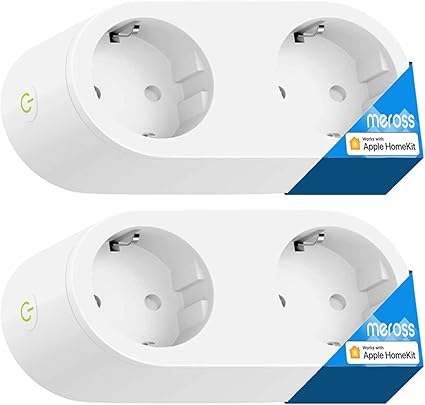 Enchufe Inteligente con 2 Tomas 2 en 1 Enchufe Compatible con Apple HomeKit Alexa Google Assistant y SmartThings Control Remoto Temporizador Smart Plug meross Paquete de 2