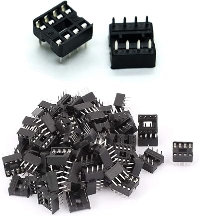 Youmile 50PK DIP IC Sockets 8 Pin 2.54MM Solder Type Adapter Through Hole