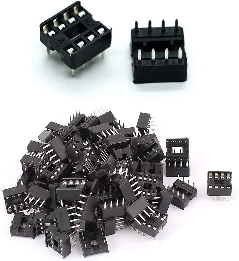 Youmile 50PK DIP IC Sockets 8 Pin 2.54MM Solder Type Adapter Through Hole