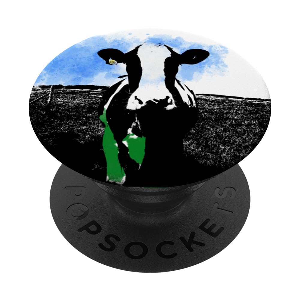 Holstein cow, black and white cow with colour splash PopSockets Swappable PopGrip