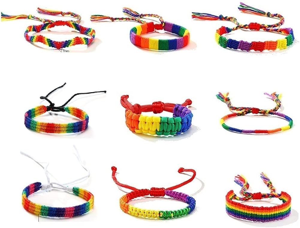 Rainbow LGBT Pride Bracelet Handmade Braided Friendship String Bracelet For Gay And Lesbian Lgbtq Wristband Adjustable Size Red String 1 Pc