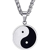 vicima Yin Yang Necklace for Men Tai Chi Pendant with 24 Inch Stainless Steel Chain for Men
