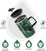 Ideus 16oz Vacuum Insulated Stainless Steel Mug with Handle Green Zebra Fuji view 2