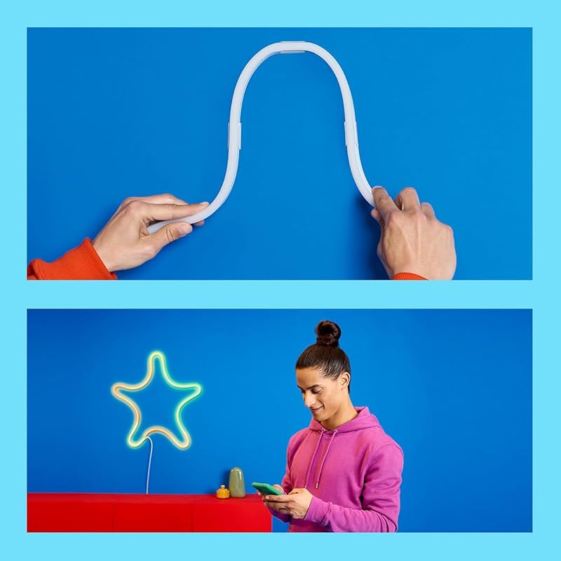 Ruban LED Neon Flex, 16 millions de couleurs et nuances de blanc, Bande LED 3 m, Scènes de lumières dynamiques, Connexion WI-FI, Contrôle par la Voix, App, Alexa,Google Assistant et Apple HomeKit
