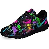Sonzj-II Women Men Tennis Shoes,Athletic Fashion Neon Splatters with Paint Cool Sneaker for Girl,Boy,Gym,Walking,Hiking,Jogging,Running,Travel and More