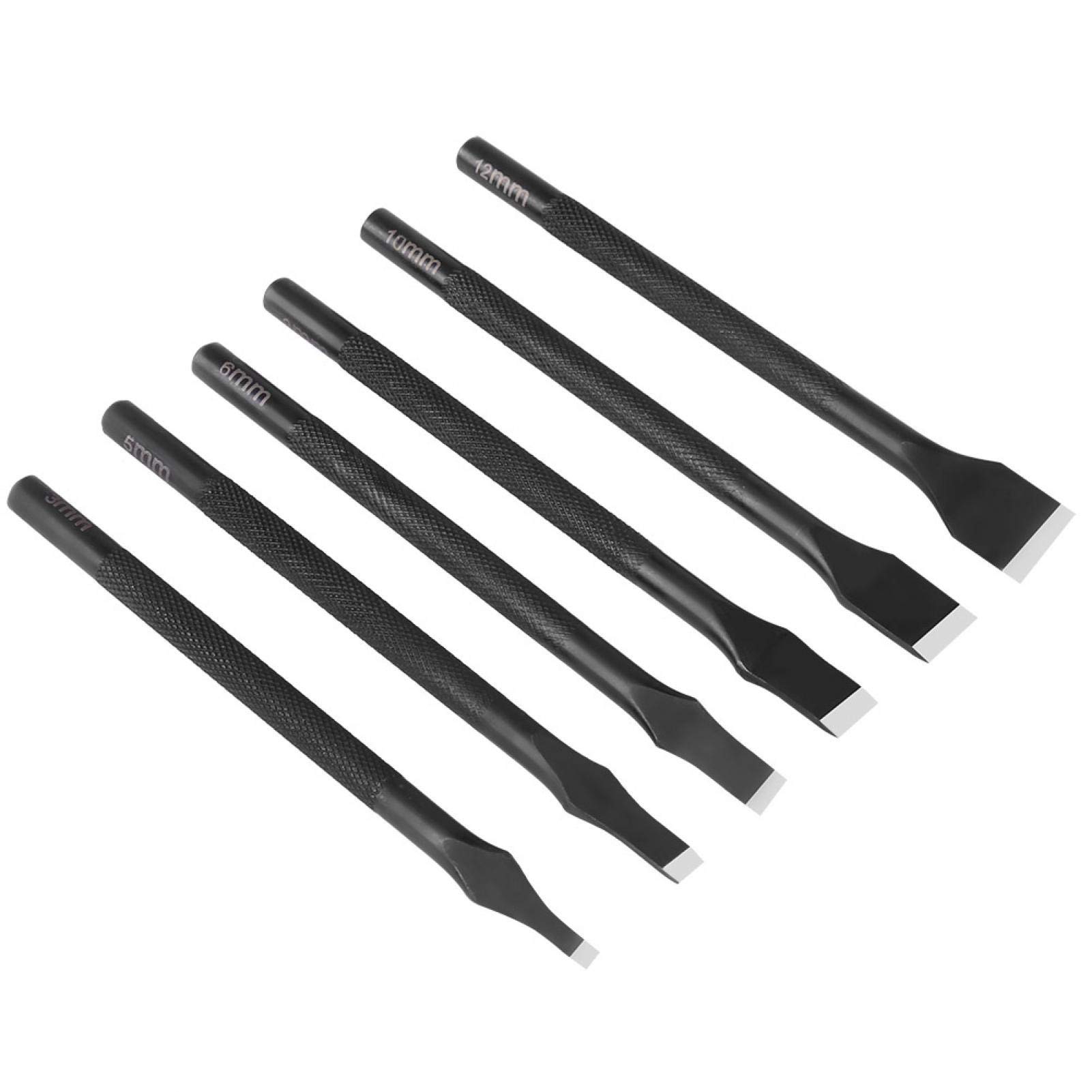 6Pcs Leather Flat Puncher Slotted Straight Flat Tip Punch Japanese Black Leather Punch Tools for Wallet Photo Card
