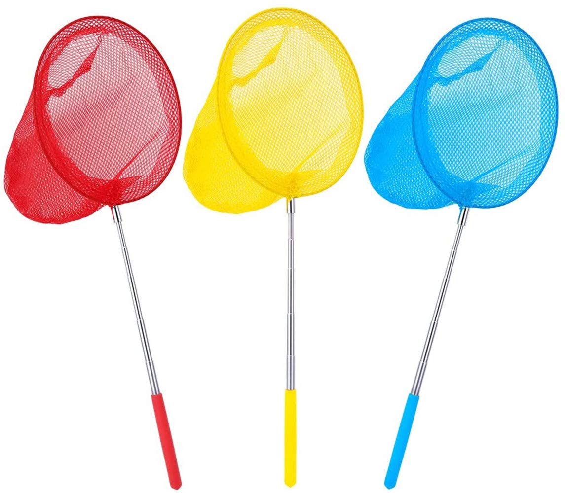 LUOXIAQIFEI Children's Fishing Net, Butterfly Net, Extendable Butterfly Bug Garden Insect Bird Net Kids Catcher 3 Packs