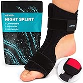 AZMED Plantar Fasciitis Night Splint & Support, Adjustable Orthotic Foot Drop Brace for Achilles Tendonitis and Heel Spur Relief, Black