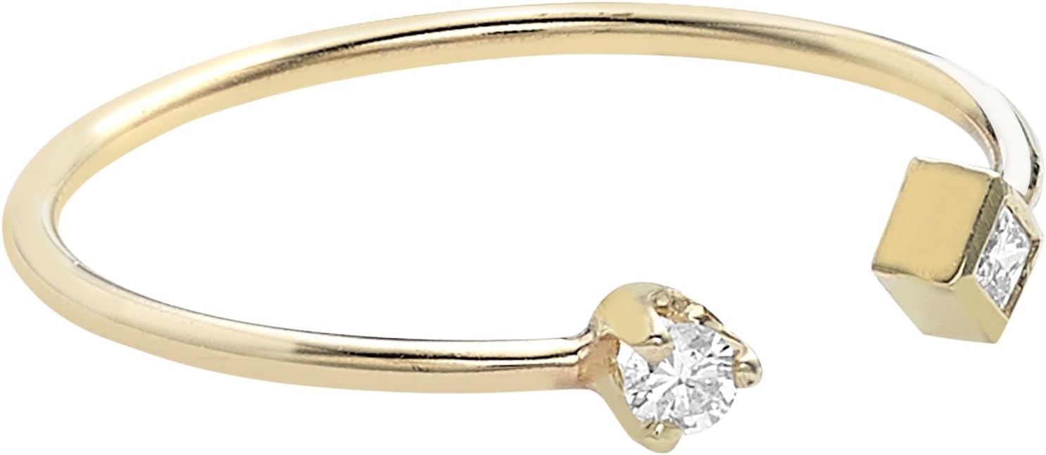 Zoe Chicco Women's 14ct Yellow Gold Round White Princess Diamonds Open Stacking Ring