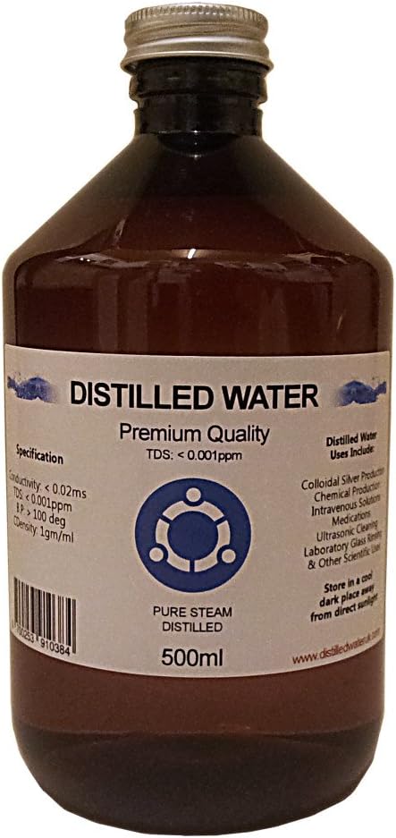 Distilled Water - 500ml - Pure Steam Distilled - 0ppm