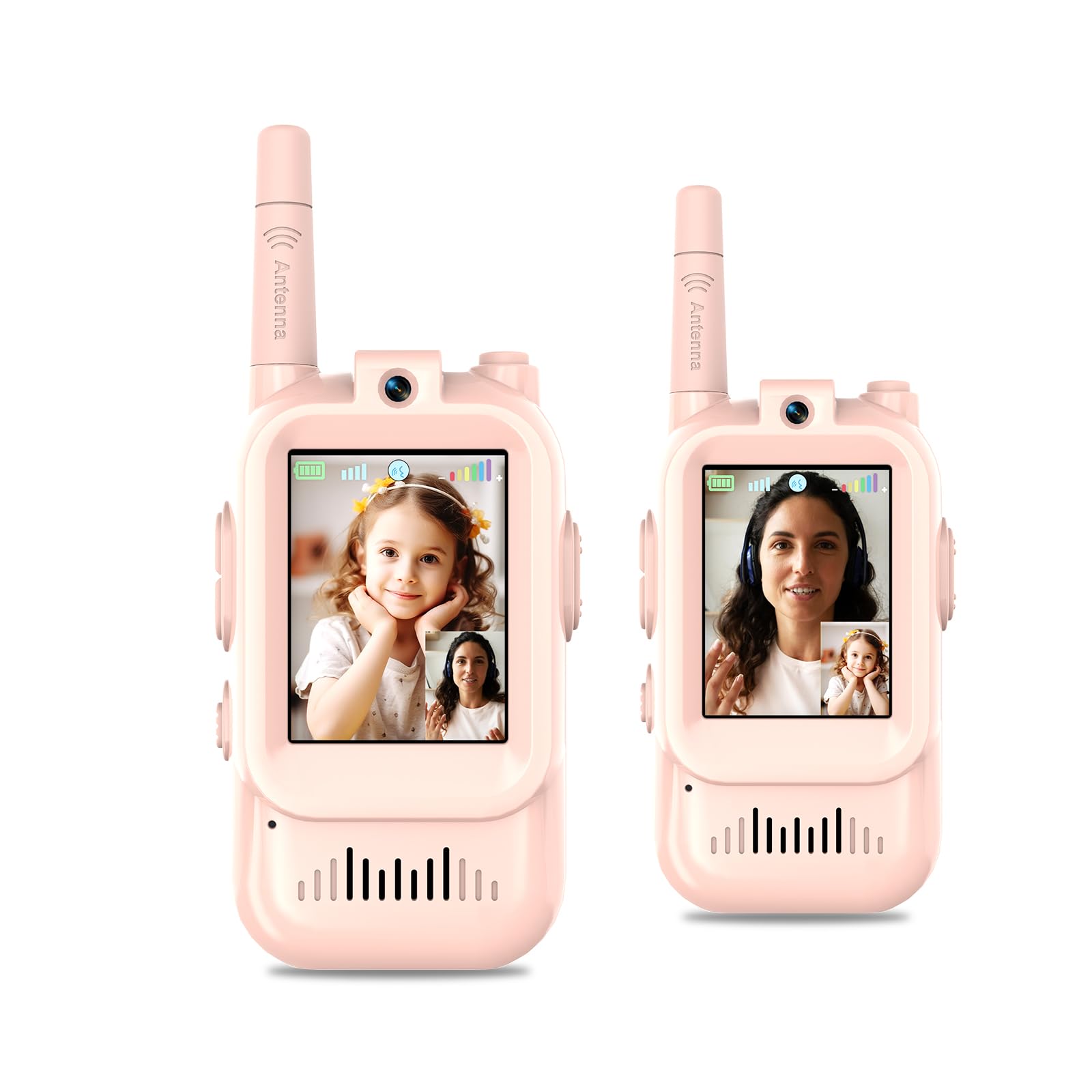ZOKBOM Video Walkie Talkies for Kids, 2 Pack Rechargeable Walkie Talkies with Screen Display and Voice Changer, Long Range Toys Gifts for 3-12 Year Old Boys and Girls (Pink)