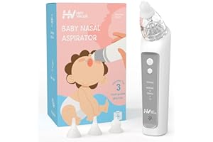 HEYVALUE Nasal Aspirator for Baby, Electric Baby Nose Sucker, Automatic Nose Cleaner with 3 Silicone Tips, Adjustable Suction Level and Music Soothing Function
