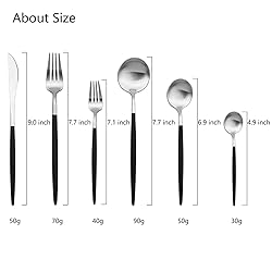 JASHII 18/10 Black Handle Flatware Silver