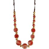 MINACHI Boho Hippie Round Ceramic Beads Strand Necklace, Vintage Bohemian Summer Beach Jewelry Gift for Women