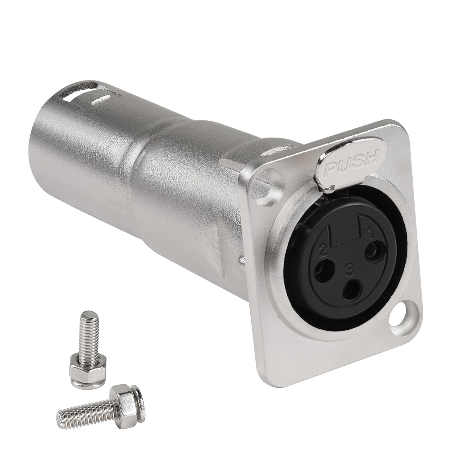 QIANRENON XLR Female to Male Microphone Connector Adapter, 3 Pin XLR Jack to Plug Mounting Coupler, Feedthrough Mount Socket, for Microphone Mixer Audio Device, Silver