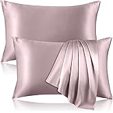 2 Pack 100% Pure Silk Pillowcase for Hair and Skin, Both Sides Mulberry Silk Pillowcases with Hidden Zipper, Cooling Pillowcase 19 Momme, 600 Thread Silk Pillow Cases Standard Size, Apricot
