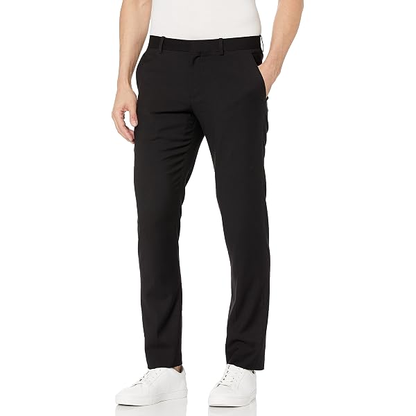 Perry Ellis Portfolio Men's Essentials Slim Fit Cotton Active Waistband Dress  Pant, Black, 29W x 30L at Amazon Men's Clothing store