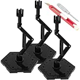 TWKUPWO Hobby Model Action Base Display Stand, Gundam Model Stand Action Figure Stand Compatible with MG RG HG Universal Models Stand (3sets Black)