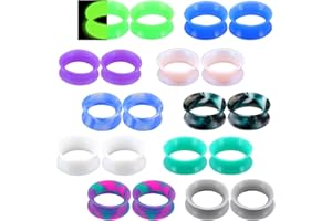 JEWSEEN 20PCS Soft Silicone Ear Gauges Flesh Tunnels Plugs Stretchers Expander Double Flared Flesh Tunnels Ear Piercing Jewel
