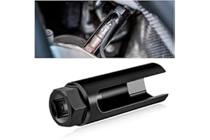 SHMZK 1/2" Drive by 7/8" 6-Point Chrome Vanadium Steel O2 Sensor Socket, Offset Oxygen Sensor Socket for Vehicle O2 Removal Installation (Large Opening)