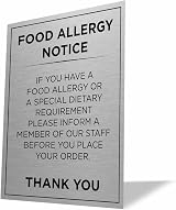 Viro Display Aluminium Food Allergy Notice Sign 200x260mm Brushed Silver view 2