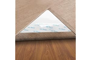 Sayenz 8 Pcs Grippers, Non Slip Rug Pads for Hardwood Floors and Tiles, Reusable and Washable Tape for Area Rugs, Dual Sided Adhesive Gripper Keep Corners Flat (8, Triangle - White)