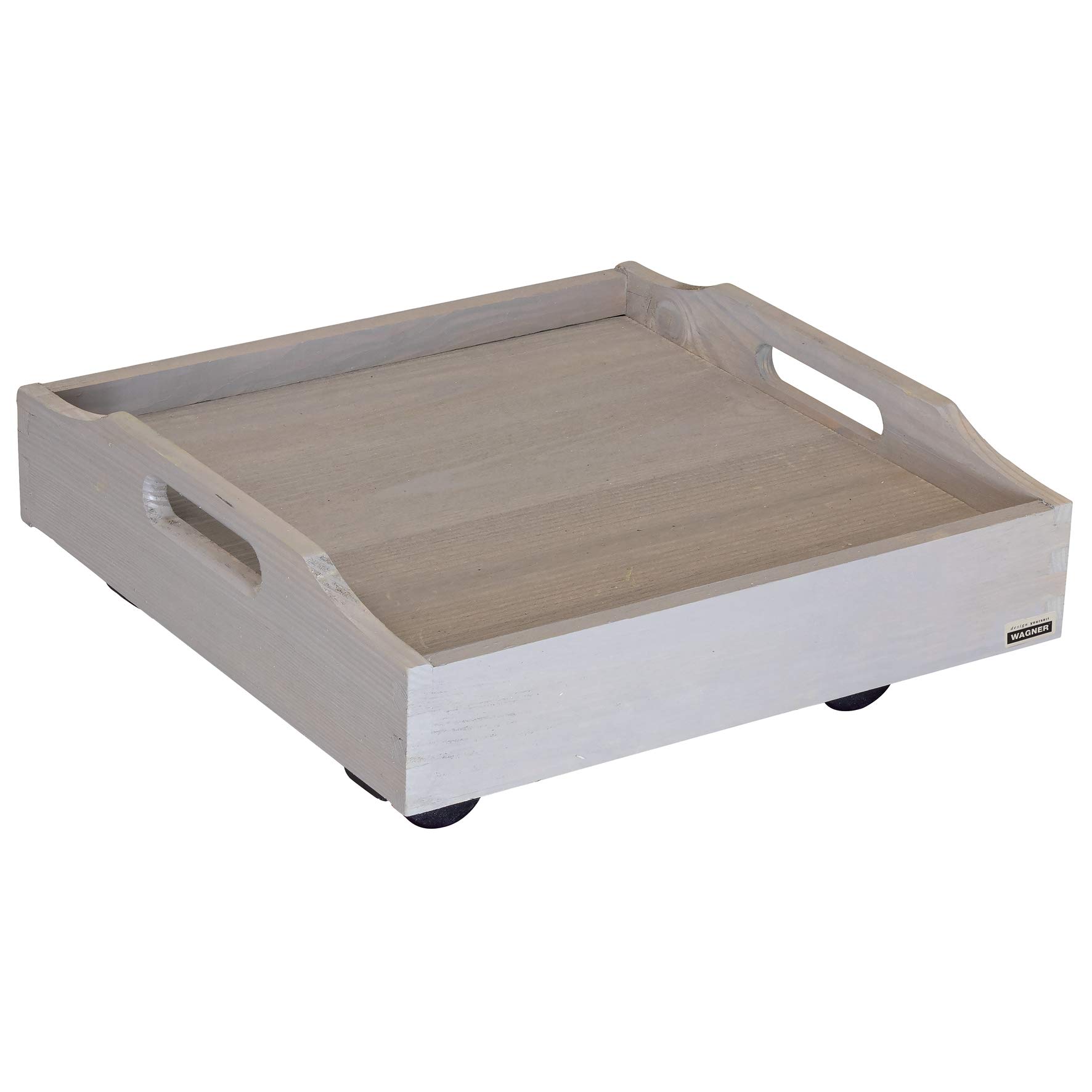 WAGNER Plant trolley VINTAGE 29 x 29 x 10,5 cm I For indoor + outdoor use I Container trolley made of FSC®-certificated solid wood, trend colour taupe I Load capacity 100 kg I Made in EU - 20021001