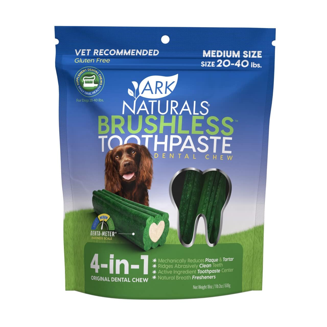 Photo 1 of *9/2026* Ark Naturals Brushless Toothpaste, Dog Dental Chews for Medium Breeds, Freshens Breath, Helps Reduce Plaque & Tartar, 18oz, 1 Pack