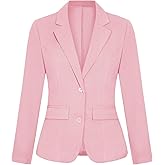 Blazers for Women Long Sleeve Notch Lapel Button Front Blazer Casual Work Office Suit Jackets with Pockets
