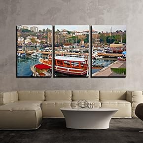 3 Piece Canvas Wall Art - Digital Painting of Kaleici, Antalya