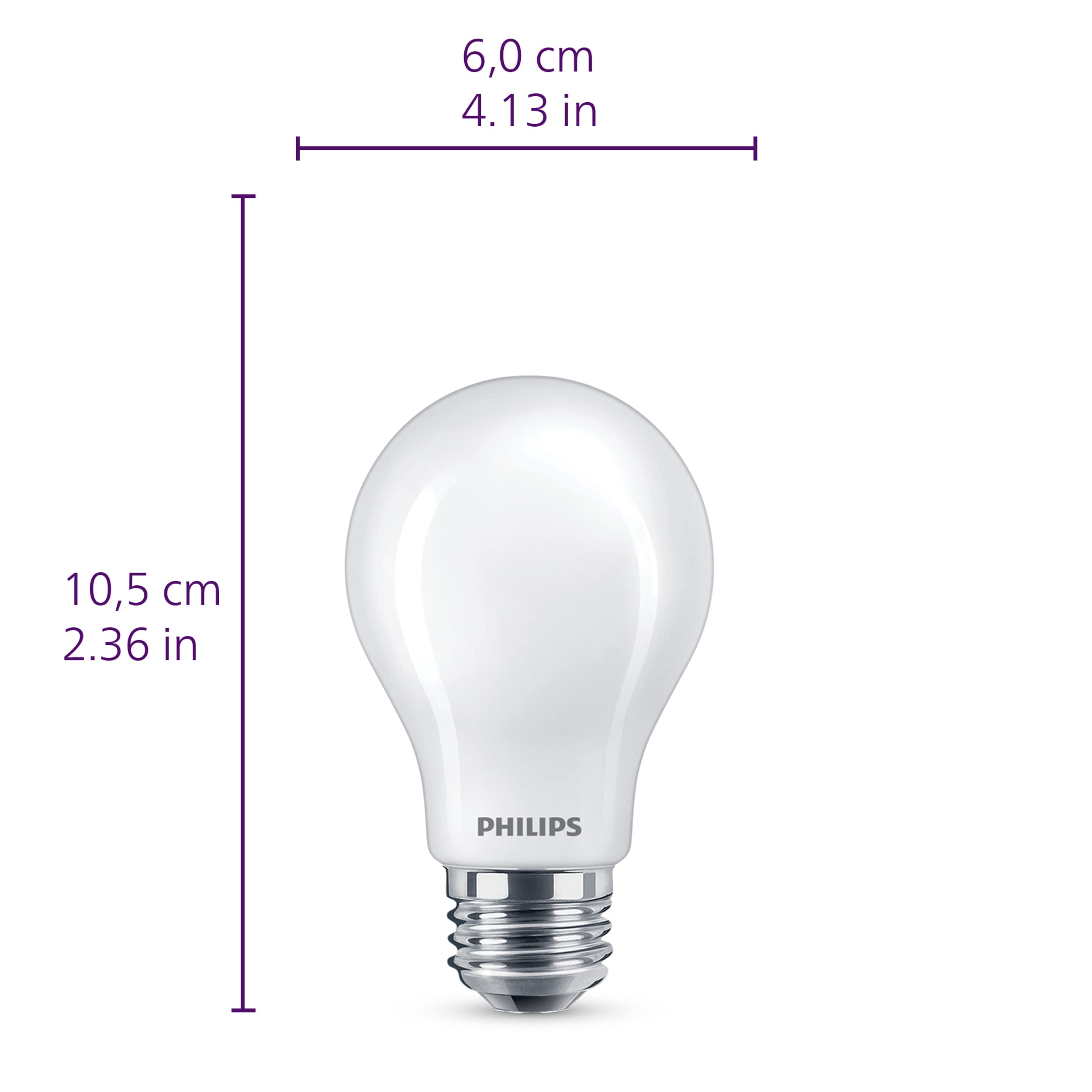 Philips LED 60W A19 4-Pack Ultra Definition Soft White LED Light Bulbs (2700K) 800 Lumen (8W = 60W) Dimmable Clear Flicker-Free Light Bulbs