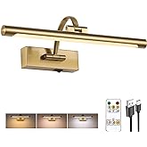 Tassuowell Wireless Picture Lights for Wall Rechargeable, Battery Operated Art Light for Paintings, 3CCT Dimmable, 15.7" Bras