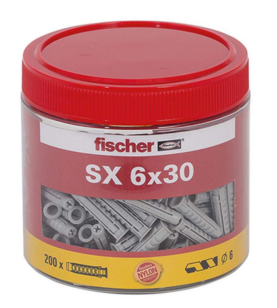 fischer 531030 SX Expansion Wall Plug, Grey, 6x30 (200)